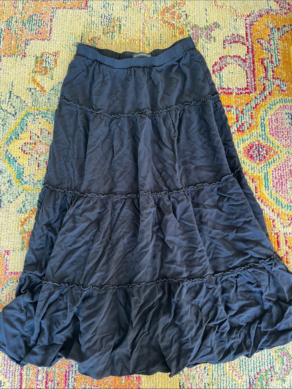Brandy Melville navy blue tiered maxi skirt